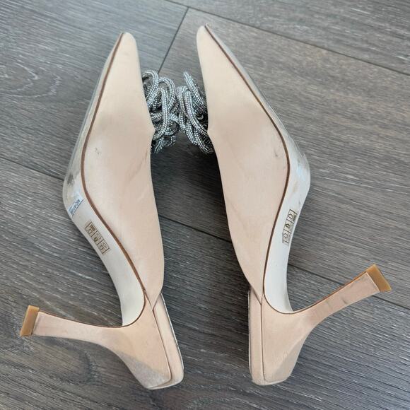 Jeffrey Campbell x REVOLVE Viviana Mules Satin Creme‎ Rhinestones 7 Kitten Heel - Picture 4 of 7